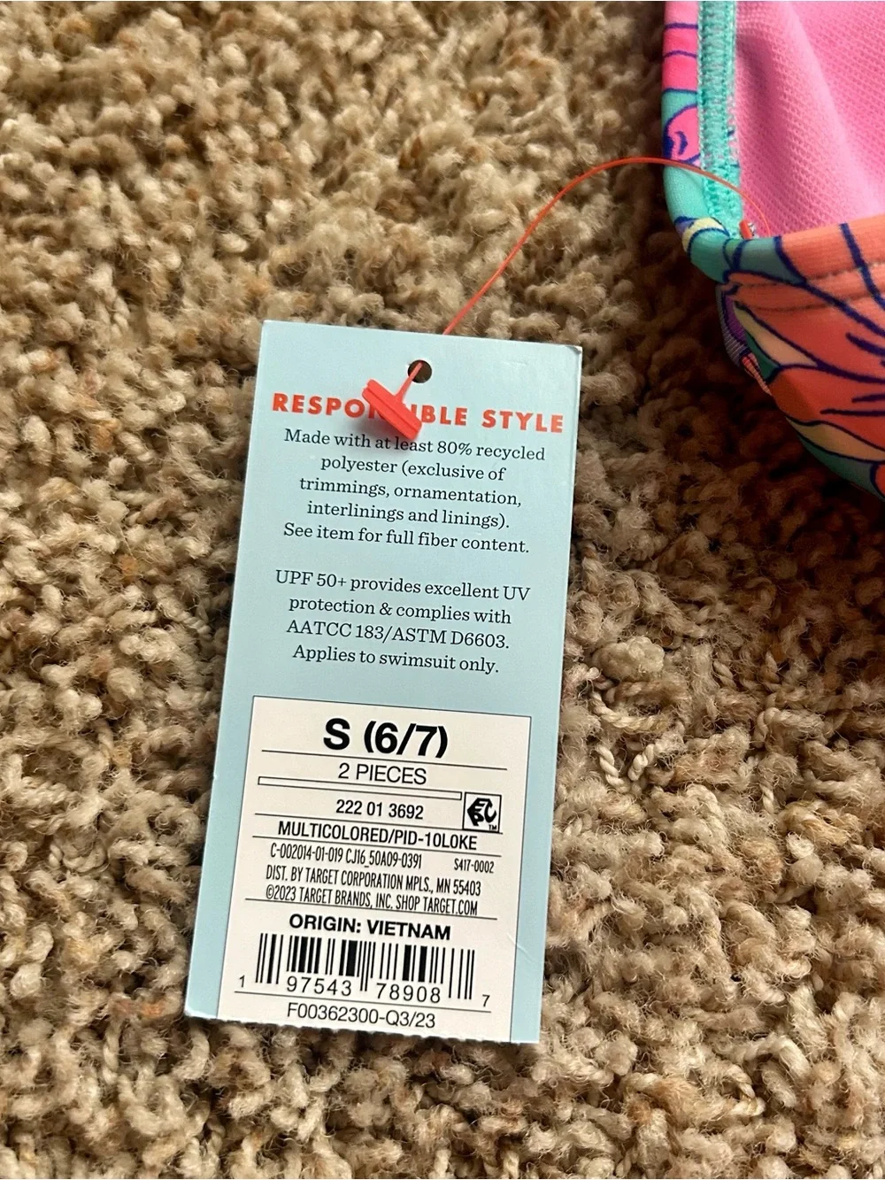 NWT ✨Cat & Jack Turquoise Floral Halter Swimsuit with skirt